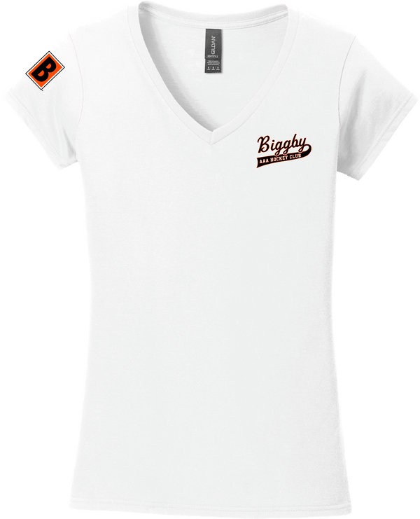 Biggby Coffee AAA Softstyle Ladies Fit V-Neck T-Shirt