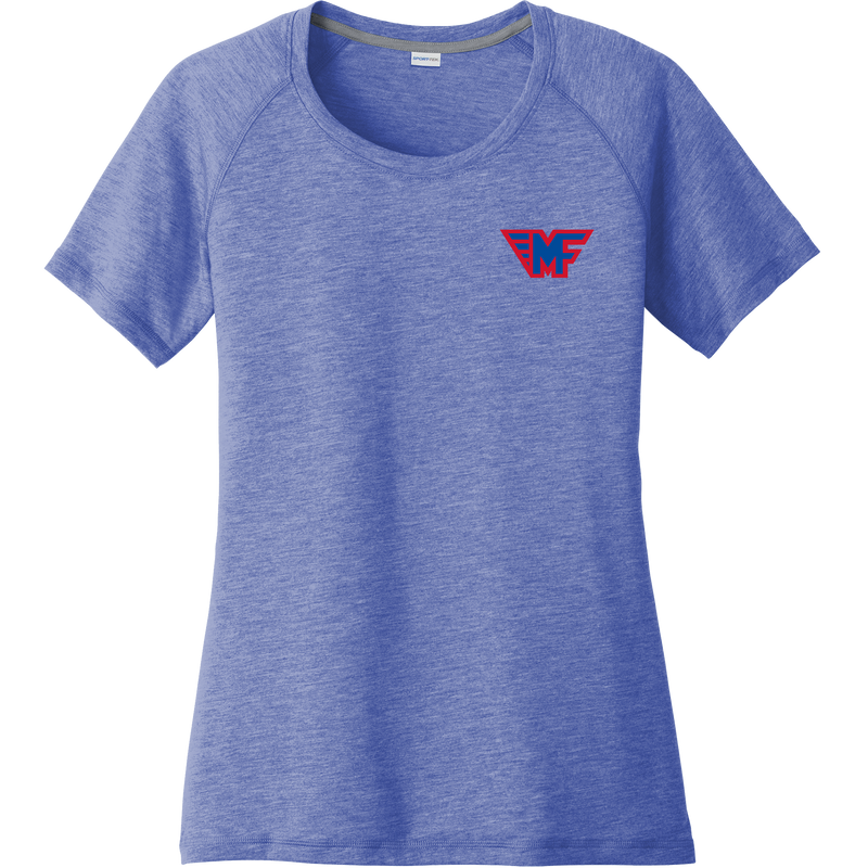 Mid-Fairfield Ladies PosiCharge Tri-Blend Wicking Scoop Neck Raglan Tee