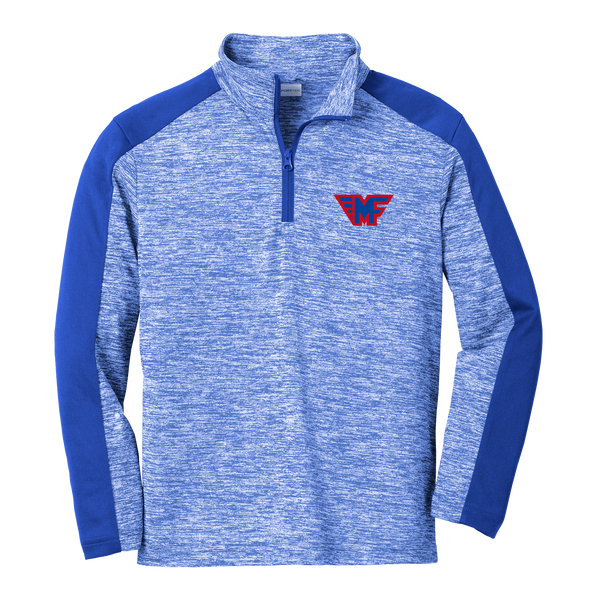 Mid-Fairfield Youth PosiCharge  Electric Heather Colorblock 1/4-Zip Pullover